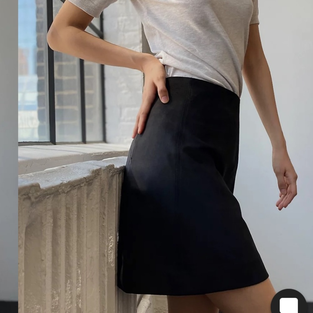 Babaton high-rise a-line suede skirt in camel